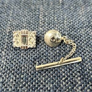 Vintage Swank Tie Tack Silver Tone Textured Rectangle